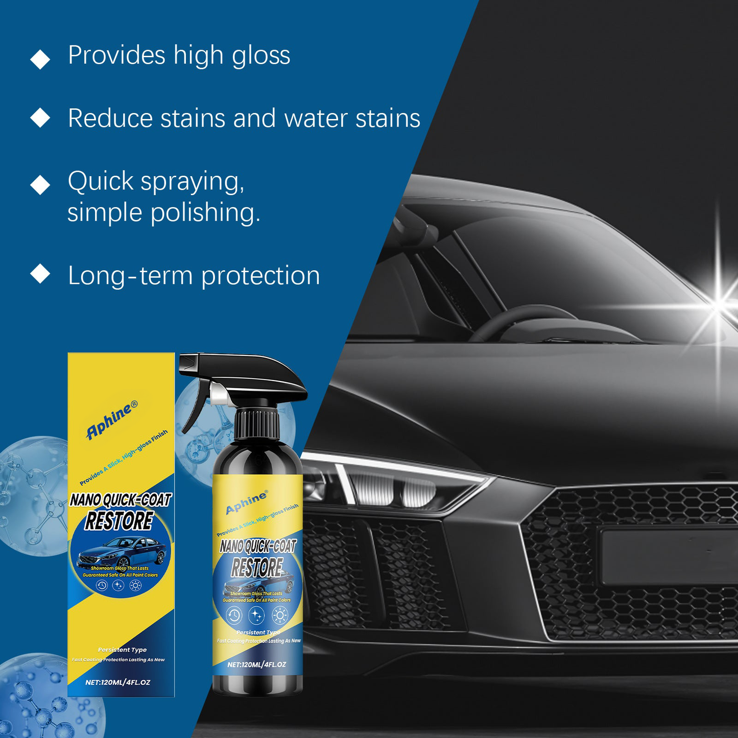 Aphine® Automotive Nano Coating Repair Agent - With Dust and Water Repellent Properties - Long-lasting and Durable with Gloss, Suitable for Continuous Use