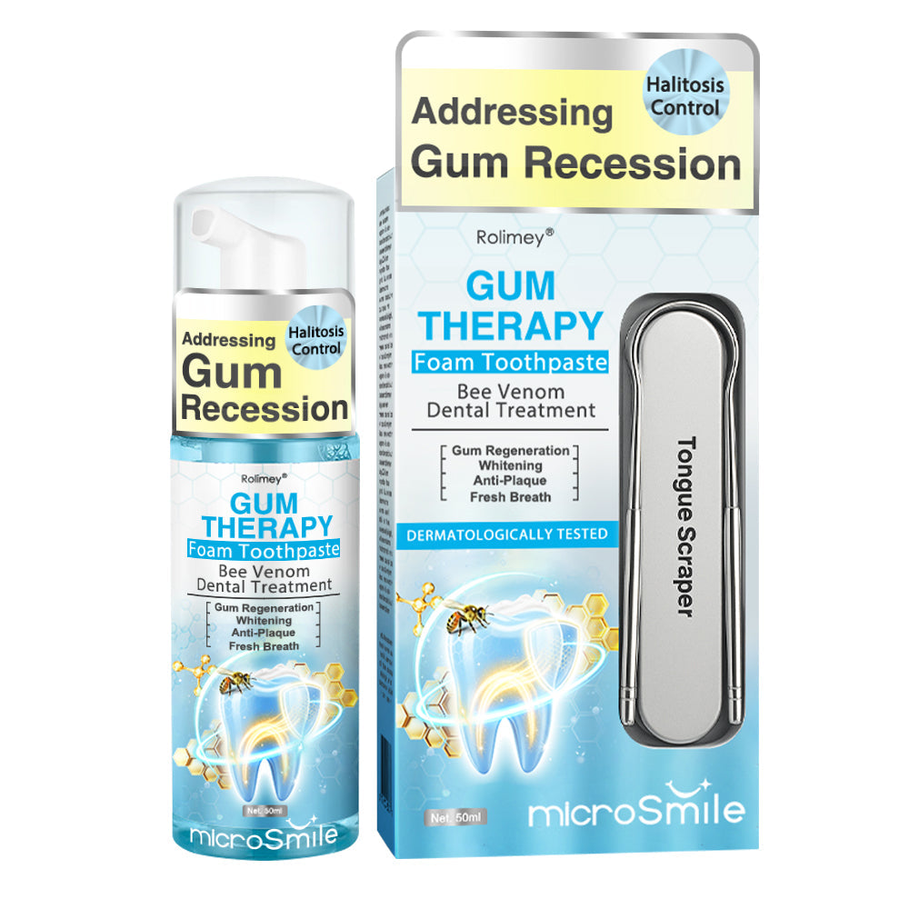 Rolimey® MicroSmile Zahnbehandlung mit Bienengift Ultrafeine Schaumzahnpasta mit Zungenschaber
